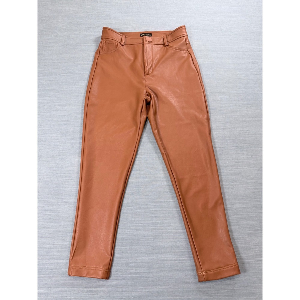 Shinestar Faux Leather Pant Women S CHICO Brown Excellent High Rise Slim Tapered